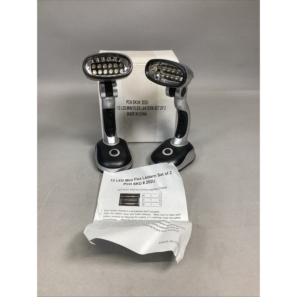 12 LED’s - Set Of 2 Mini Flex 8" Counter / Desk Lantern - NEW
